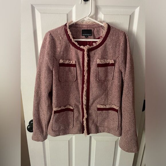 Cynthia Rowley Burgundy Tweed Blazer with Fringe - Picture 3 of 9